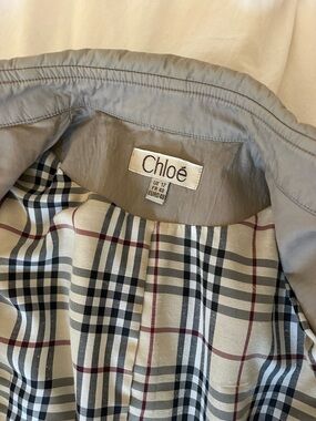 Chloé Beige Trench Coat with Plaid Lining